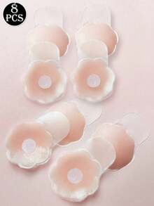 8/Pcs/Set Breathable Silicone Nipple Petals, Invisible Self‑Adhesive Nipple Cover Tape, Non‑Slip Reusable Breast Pasties For Wedding Dresses, Backless Outfits, Summer & Winter Daily Wear - Multicolor - View 9