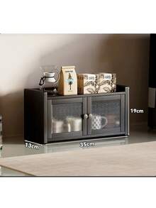 Modern Style Black Storage Cabinet With Fashionable Transparent Door Design, 2 Storage Compartments, Multi-Functional Dining Table Storage Unit, Suitable For Dining Room, Bathroom, Living Room And Bar Area, Stylish And Durable - Black - View 14
