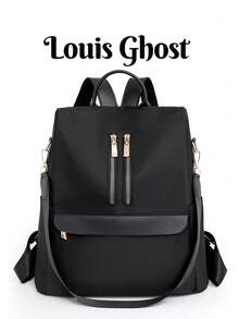 Women's Large Capacity Casual Backpack, Quilted Solid Color Versatile Shoulder Bag And Hand Bag - Black - View 1