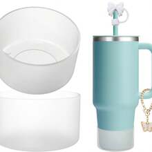 3pcs/1pc, Transparent Glass Bottom Cover For Compatible With Stanley 30/40oz Glass, Non-Slip Protective Sleeve, Accessory For Glass, Protective Silicone Cover For Ice Bar Cup Accessories, Reduce Noise And Protect Cup Accessories - Clear - View 7