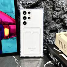 Transparent Air Cushion Anti-Drop Card Slot Phone Case, Back Card Slot For Card Storage Full Coverage Protective Shell, Minimalist Fresh Style Suitable For Samsung Galaxy S26 Ultra/S26 Plus/S26/S25/S24 Ultra/S24 Plus/S24/S23 Ultra/S23 Plus/S23 Series, Practical Commute Gift - Clear - View 7