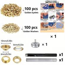 EDCUEBE7 100pcs (6/8/10/12mm) Copper Eyelet Tool Set, Includes Puncher And Hollow Punch Head, Suitable For Installing Eyelets On Clothing, Leather, Fabric, Belts And Other Materials, As Well As Impact Punch And Puncher, Can Be Used For Jewelry Making. Durable Iron Tools, Suitable For Leather, Belts, Clothing And Curtains. Set Includes Storage Bag. - Multicolor - View 17