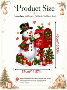 1pc Christmas Santa Snowman Letter To Santa Mailbox Wall Sticker, Cute Holiday Mailbox Scene Wall Decal With Santa Claus Snowman Christmas Tree Gift Box Design, Self-Adhesive PVC Removable Waterproof Wall Decor Sticker For Christmas Home Decoration - Christmas Wall Decals - View 4