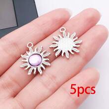 5/10/20pcs Silvery Plated Celestial Rhinestone Charms Sun Moon Star Heart Alloy Pendant For DIY Bracelet Necklace Earring Jewelry Making Findings - Multicolor - View 23