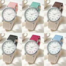 Plastic Case Canvas Strap Women's Quartz Wristwatch, Minimalist Fashion Fresh Neutral Wristwatch, Academic Style - Mouldless - View 7