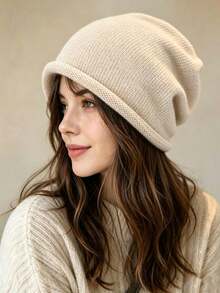 Acrylic Knitted Drawstring Beanie, Elastic Breathable Fabric, Ear Protection Design, Hand Washable, Suitable For Warm Urban Style - A - View 6
