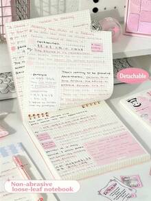 1本高品質筆記本，60張/120頁復古格紋翻頁筆記本，可拆卸格紋紙備忘錄本，學生用品 - 多色 - 查看 3