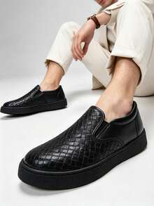 Men Leather Casual Shoes Breathable Loafers Men Sneakers New Male Comfortable Leather Flat Footwear Sneakers Men Shoes - Black - View 5