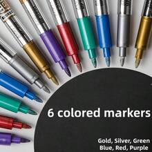 6pcs Pearlescent Metallic Markers, Waterproof Permanent Colored Markers, Metallic Color Markers, Glitter Markers - Sets - View 5