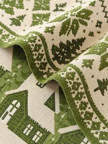 1PC Green Christmas Decorative Chenille Sofa Cushion, Anti‑Slip All‑Season Sofa Protector Cover, Machine Washable For Living Room Bedroom Home Decoration - Green - View 7