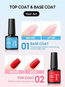 Coscelia 8ml Super Glossy Top And Base Coat Set, Wipe-Free Acid-Free Base And Top Coat Gel Nail Polish, Long-Lasting Gel Nail Polish 2 Pieces Set Curable With LED/UV Lamp - 8ML - View 6