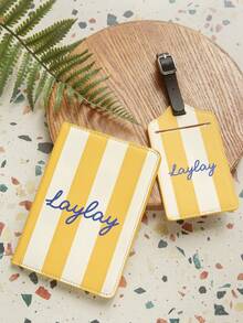 2pcs Set Customized Name Travel Passport Cover And Luggage Tag, RFID Anti-Theft, UV Printed Colorful Stripes, Travel Document Accessories, Travel Gift - Multicolor - View 11