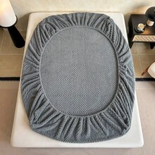 1pc Jacquard Fitted Sheet (Pillowcase Not Included), Multiple Colors Available, Soft & Warm Mattress Protector, Full Elastic Design, Comfortable & Durable Home Textile, Bedroom Bedding, Suitable For All Seasons, Perfect Gift - Dark Grey - View 5