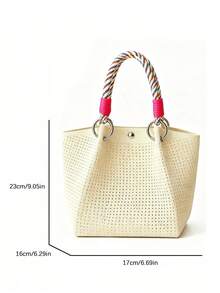 Classic Colorblock Polka Dot Casual Versatile Artistic Bucket Bag, Multi-Functional Daily Commute Handbag, Suitable For Niche Shopping And Dating - Beige - View 5