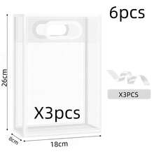 12pcs Clear Gift Bags With White Trim And Satin Ribbon Bows; Reusable Clear PVC Tote Bags; Perfect For Weddings, Bridal Showers, Birthday Gift Wrapping, Baby Showers, And Elegant Gift Packaging; Also Suitable For Displaying Flowers In Boutiques - Transparent Gift Bag With White Trim (including Ribbon) - View 7