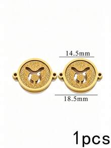 1/5pcs Zodiac Connector Pendant, 18K Gold Plated 304 Stainless Steel Double Hole Zodiac Pendant, Non-Fading DIY Jewelry Accessories - Zodiac Connector Ring - View 10