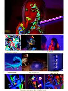 aiinnew 1Ft/30cm Body Paint UV LED Black Light Bar, 2pcs To 6pcs Set USB Powered Ultraviolet Lamp Strip Lights With On/Off Switch, Multiple Installation Magnetic Screwing Clipping Easy Inatall, Body Paint, Classroom,Paint, Poster, Glow Party Light - Purple color light - View 10