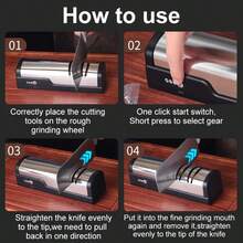 SOKANY Electric Knife Sharpener, Multi-Function Professional Home Use, One-Touch Quick Sharpening, 2 Adjustable Thickness Levels, Type-C Rechargeable (1200mAh Lithium Battery), Universal For Kitchen Knives/Fruit Knives/Scissors - Silver - View 8