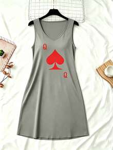 2pcs Women's Casual Loose Sleeveless Dress - Heart Pattern, Suitable For Daily Wear - Multicolor - View 3