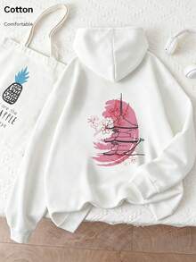 Oversized Women's Sweatshirt For Autumn And Winter, Long-Sleeve Hoodie With Pockets, Casual Top, Y2k Style, Daily Letter Slogan Graphic, White Unisex - White - View 6
