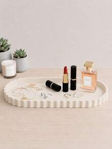 Large Capacity Bathroom Vanity Countertop Storage Tray, Decorative Silicone Wavy Edge Storage Tray, Cosmetic Storage Tray, Coffee Table Decor Tray, Can Store Detergent, Toiletries, Perfume And Candles Soap Dish - Multicolor - View 4