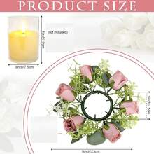 Artificial Flower Wreath Candle Holder Decoration, Wedding Table Centerpiece, White Rose Floral Arrangement Table Decor For Banquet - White - View 5
