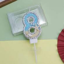 HIBIRTH 1pc Creative Ocean Theme Birthday Number Candle Cake Decoration 0-9 Indoor Cake Candle Starfish Beach Candle Birthday Party Baking Plug-In - View 19