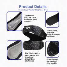 AA MASEDA 1pc Double Layer Knee Support Strap, Suitable For Running And Fitness, Adjustable, Breathable, Non-Slip Patella Band, Designed For Joint Stability And High-Intensity Training, Lightweight And Durable - Black - View 5