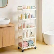 3-Tier 360° Rotating Corner Storage Cart - Durable Plastic, No Power Required, With Wheels, Convenient For Kitchen, Bathroom, Living Room, Office - Multicolor - View 9