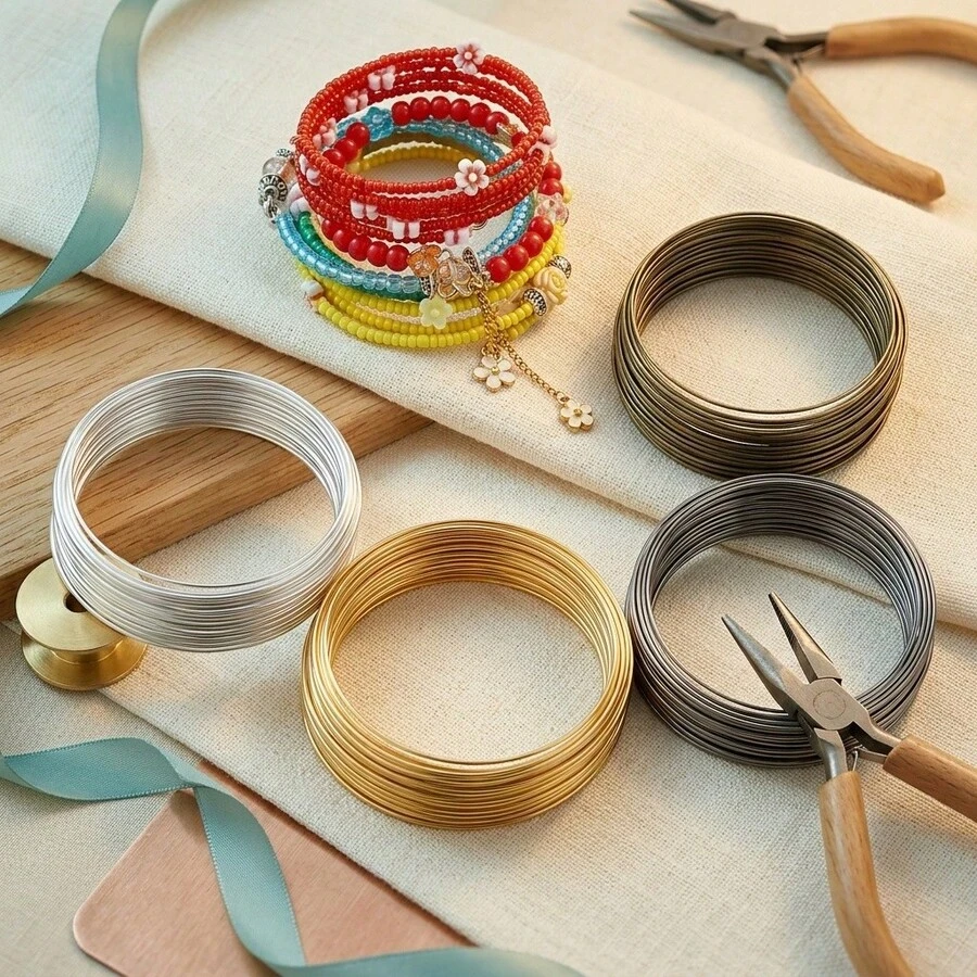 سلك معدني 0.6 مم/60 م، سلك خرز DIY، مناسب لصنع مشابك الشعر، نسج المجوهرات، التصفيف، لف السلك المعدني الزهري