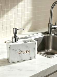6.31 Inch Resin Kitchen Soap Dispenser Bottle, Dish Soap Refill Bottle, Bathroom Sink Soap Dispenser, Press-Type Soap Dispenser Box, Press-Type Detergent Box, Brush Cleaning Dispenser Box, Brush Storage Box, Divided Storage Box, Kitchen Essentials, Bathroom Decor - A - View 9