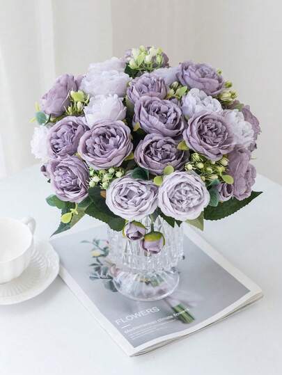 1 Buket Mawar Buatan dengan Hydrangea Sutra, Cocok untuk Pernikahan, Rumah, Restoran, Kamar Tidur, Dekorasi Vas, Perlengkapan Pesta Ulang Tahun Liburan, Dekorasi Adegan Pernikahan, Dekorasi Bunga, Hadiah Hari Valentine, Bahan DIY Tahun Baru, Hadiah Wisuda, dll.
