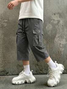 Spring/Summer Men's Outdoor Cargo Pants With Large Pockets, Loose Fit Drawstring Casual Sports Pants, Non-Stretch - Grey - View 8