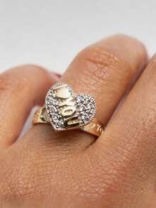 1pc Retro Style Fashion Simple Ring Vintage Bohemian Style Irregular Heart Design Fashionable All Match Simple Ring - Gold - View 6