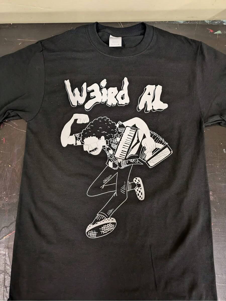 "Weird Al" Yankovic Parody Graphic T-Shirt - Loose Crew Neck Design Suitable For Concerts And Everyday Wear - Unisex Music Lover Fun Style - Black - View 1