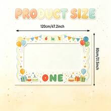 One-Year-Old Birthday Photo Booth Photo Frame, Colorful Cartoon-Style Selfie Props, Printed With Balloons, Gift Boxes And Cake Patterns, First Birthday Decoration Photo Frame. - 1 - View 7
