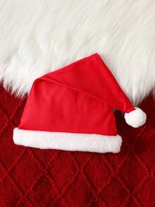 Set Gaun Lengan Panjang dan Topi Motif Kartun Santa Claus Lucu untuk Bayi Perempuan, 2 Potong, Musim Semi/Musim Gugur - Merah - View 9