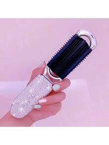 Foldable | Rhinestone | Mirror + Brush. Luxury Mini Air Cushion Comb With Built-In Mirror. Portable Folding, Air Bubble Scalp Massage. Influencer Favorite Hair Accessory. Back-To-School, Travel & Quick Touch-Ups. & Functional Must-Have. - Upgraded Version - View 3