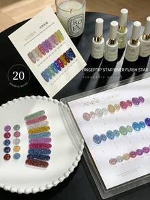 ANNIES 12ml20 Warna Four Seasons Star Remote Broken Diamond Gel Nail Polish Set, Jenis Baru Gel Kuku Disco Broken Diamond Reflektif Kilat yang Meledak untuk Salon Kuku - MultiWarna - View 3
