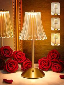 LED Crystal Table Lamp Touch Dimmable Eye-Protection Night Light, 3 Color Temperatures Optional Bedside Atmosphere Lamp, Suitable For Bedroom, Living Room, Study, Bar, Cafe, Reading And Other Scenes USB Table Lamp - One Size Fits All - View 1