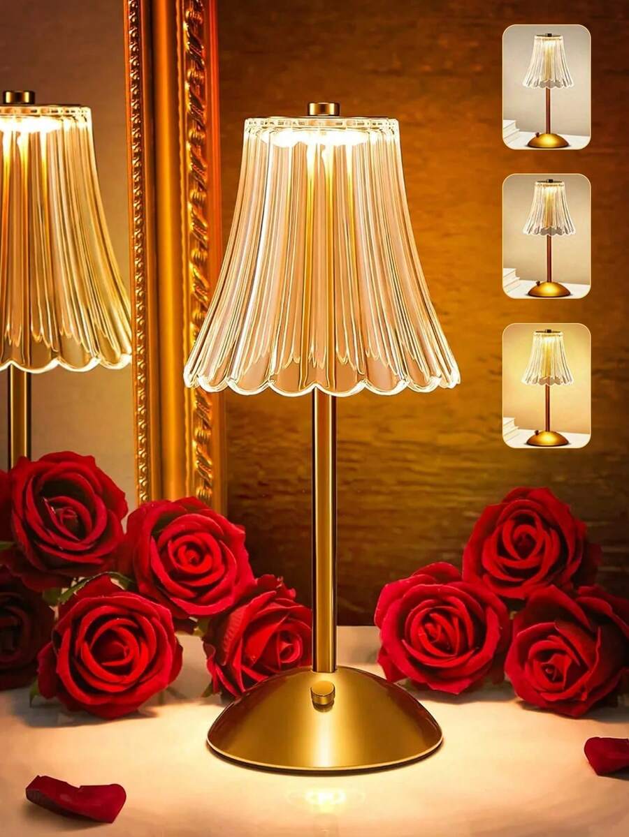 LED Crystal Table Lamp Touch Dimmable Eye-Protection Night Light, 3 Color Temperatures Optional Bedside Atmosphere Lamp, Suitable For Bedroom, Living Room, Study, Bar, Cafe, Reading And Other Scenes USB Table Lamp - One Size Fits All - View 1
