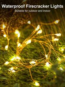 Battery‑Powered LED Firecracker String Lights With Simulated Firecracker Cluster Heads. Soft Gentle Warm‑White Light Without Glare.8 Built‑In Lighting Modes: Steady‑On, Slow Flash, Fast Flash, Gradient And More, One‑Key Switch For Various Atmosphere. - Battery-powered Firecracker Lights - View 7