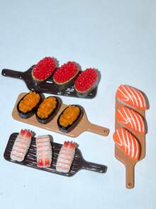 1 Set Japanese Sushi Miniature Toy Model Collection, Textured Roe, Shrimp, Sea Urchin, With Mini Wooden Tray, Fine Motor Skill Development And Focus Tool, Ideal Holiday Gift - Multicolor - View 4
