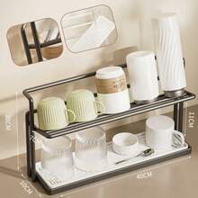 Kệ thoát nước cốc 2 tầng kèm khay hứng nước, kệ lưu trữ ly cốc đa năng trên mặt bàn có móc treo, dụng cụ sắp xếp bồn rửa bát nhà bếp - Nhiều màu - Xem 12