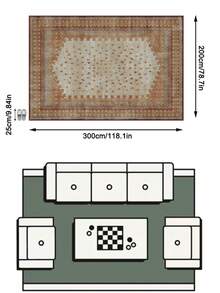 1PC Vintage Brick Red Jagged Border Print Beige Area Rug, Distressed Bohemian Style Faux Cashmere Rectangular Asymmetrical Edge Symbol Machine Washable Floor Mat, Suitable For Living Room Bedroom Study Home Decor - Multicolor - View 13