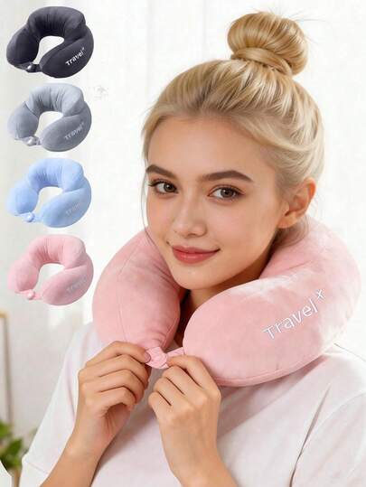 1pc Ultra Soft Adjustable Neck Pillow, New U-Shaped Travel Pillow, Portable Memory Foam Travel Pillow, Large Capacity Zipper, Lightweight And Portable, Daily Essential. Comes With Eye Mask, Suitable For Car, Train, Office, Airplane, Etc., Ideal For Long Flights, Business Trips, Commuting, Vacation, Home Rest, Sleep Aid. Multiple Colors Available, Comfortable Travel Accessory Gift.