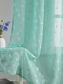 1件/2件裝 高端波希米亞風刺繡透視窗簾，適用客廳與臥室，極簡線條藝術薄紗窗簾，耐褪色、柔光遮光、透氣居家裝飾，易安裝易維護 - 綠色 - 查看 4