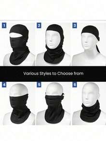 1pc/2pcs/3pcs Unisex Solid Color Single-Hole Balaclava Headwear Set, Full Face Mask For Cycling, Suitable For Daily Wear And Outdoor Activities - A - View 7