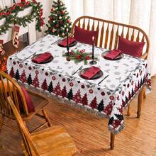 1pc Christmas Tree Snowflake Print Rectangular Tablecloth, Suitable For Holiday, Party, Birthday, Dinner, Restaurant Table Decor, Christmas Home Autumn/Winter Decoration - Multicolor - View 1