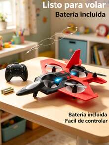 Avión de espuma de control remoto de 4 ejes con giroscopio, juguete volador recargable, disponible en rojo y verde, batería incluida, ideal para regalo infantil - Multicolor - Ver 3